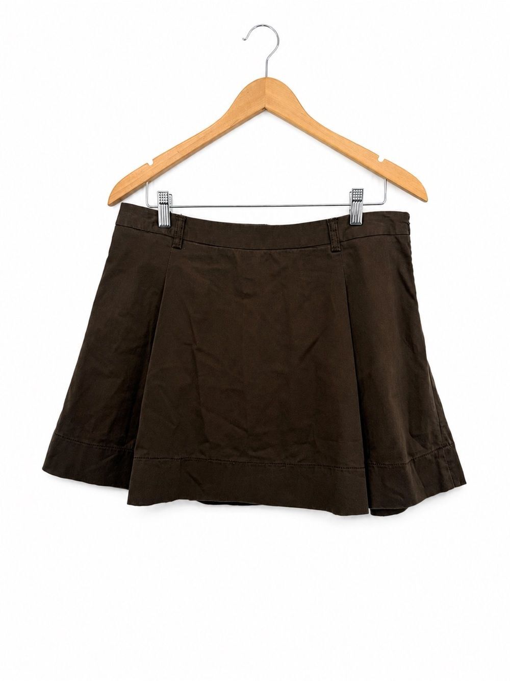 Old Navy Brown Stretch Mini Skirt Cotton Pleated Size 10 Preppy Y2k